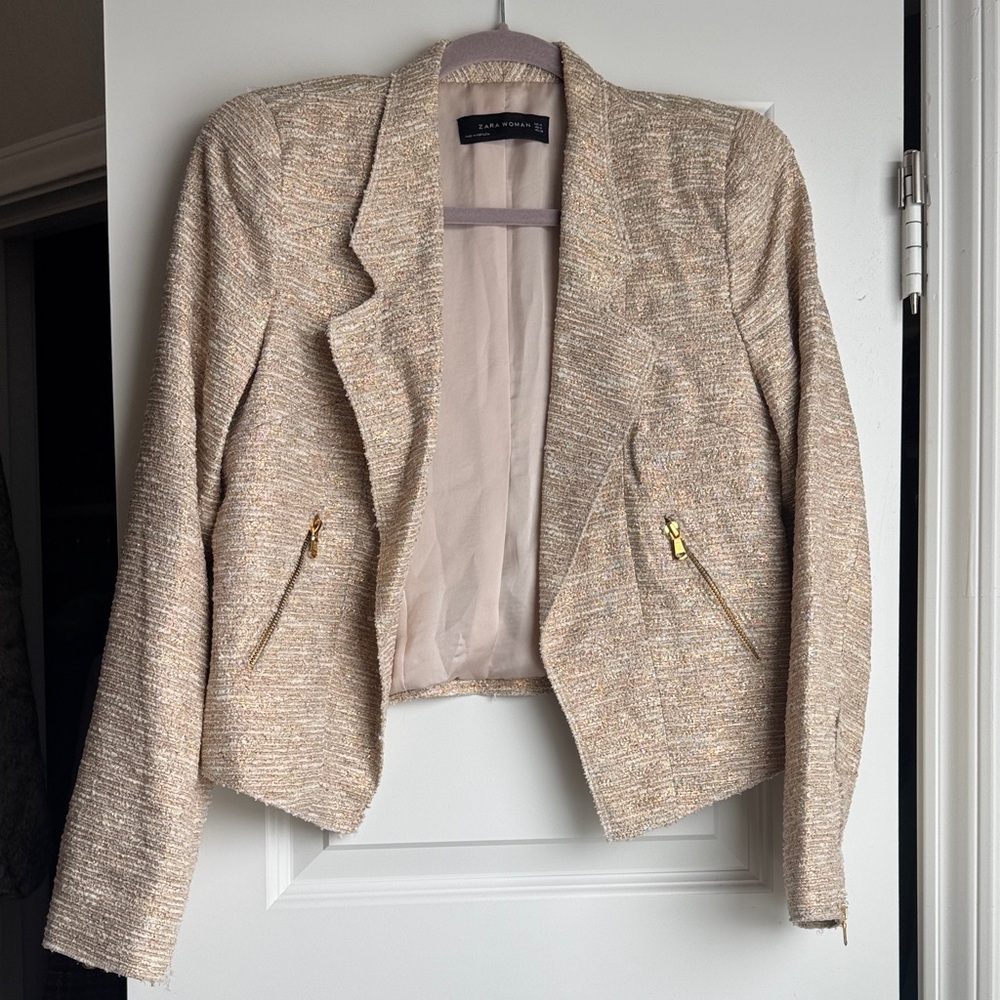 Zara Gold Tweed Women's Blazer